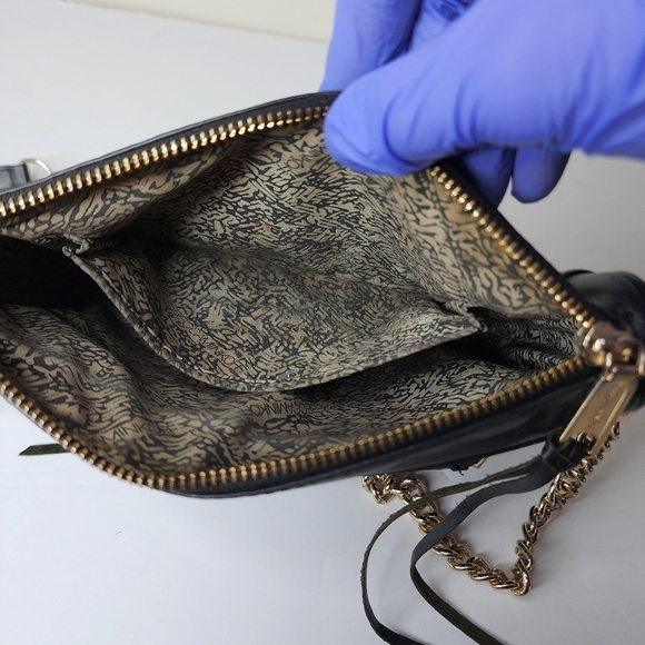 REBECCA MINKOFF Crossbody Mini MAC Black with Gold Chain Leather Purse - Picture 7 of 17